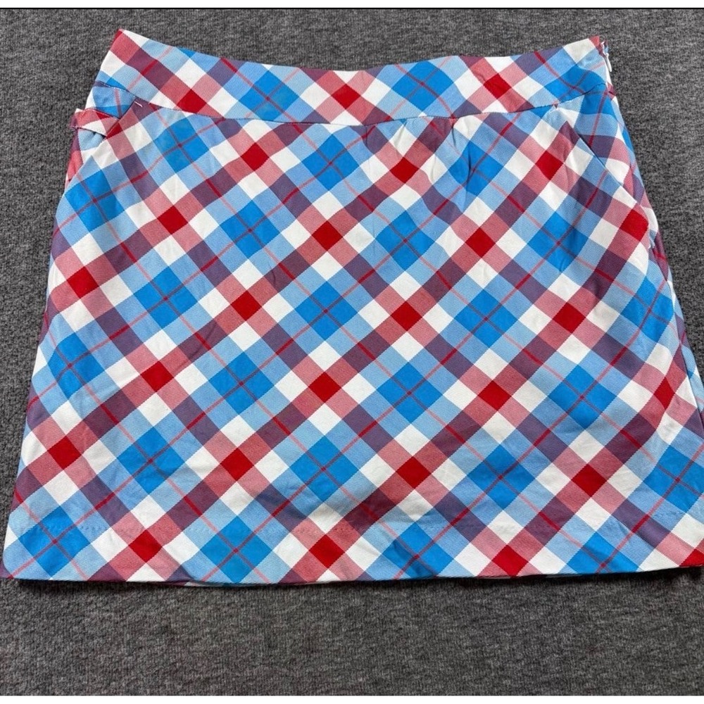 Royal & Awesome Golf Skort Womens 12 Red Blue White Plaid Athletic Skirt Skort